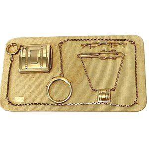 Vintage 1940s Hadley Mens Accessories Tie Clips 1.5 In Belt Buckle Watch Chain